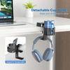 KDD Headphone Stand and Cup Holder, Detachable 360° Rotating Headphone Hanger with Cable Rack and Storage, 2 Cable Clamps - Drink Holder Desk,