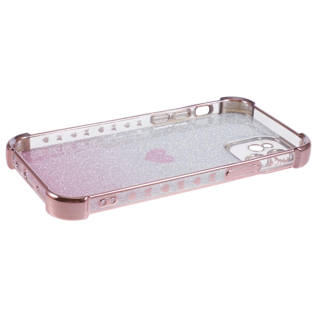 For iPhone 11 Drop Protection Cell Phone Case Heart Pattern TPU Glittery Powder Phone Cover