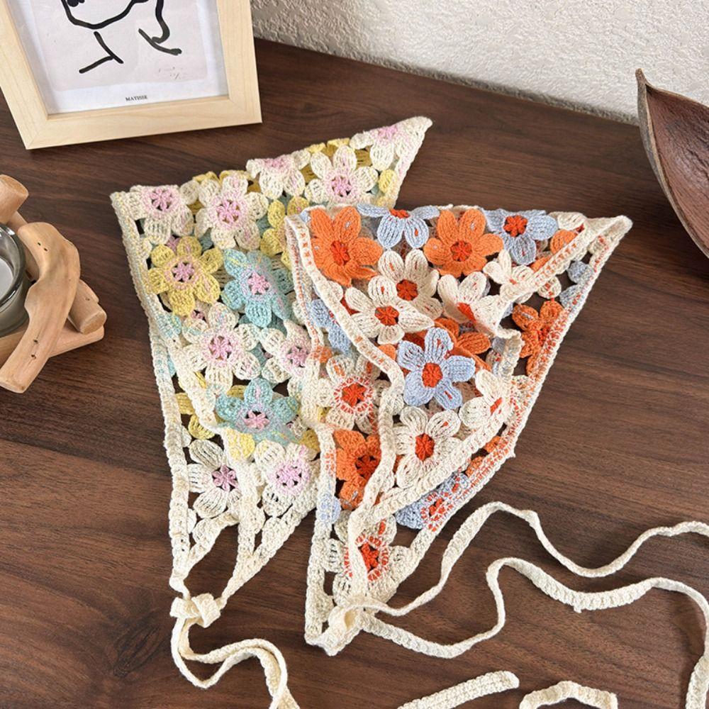 Turban Gestricktes Stirnband Floral Häkelbandana Süßer Damen Haarschal Mädchen