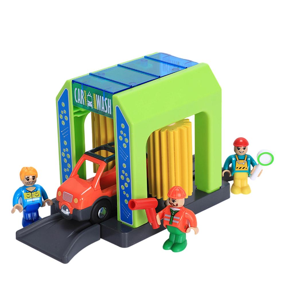 Kinder Polizeistation Zugstrecke Spielset Spielzeug Stadtszenen Autowaschraum Feuerwehr Rollenspiel Spielzeugset