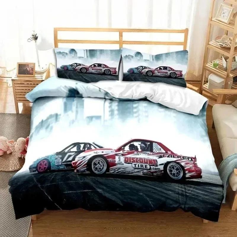 3D Print Cool Racing Car Drift Cars Bedding Set Single Twin Full Queen King Size Bed Set Adult Boys Bedroom Men Boys Gift