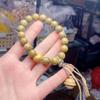 Heart-Shaped Green Sandalwood Beaded Bracelet - Unisex, Simple, Versatile, Fashionable.