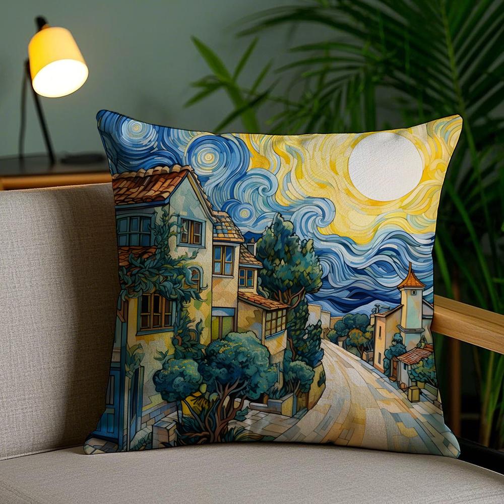 Van Gogh Olejomalby Povlak na polštář Měkký krátký plyš Oboustranný tisk Domácí dekorace Lze prát v pračce Povlak na polštář Dárek