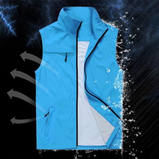 سترة رجالية كاجوال بدون أكمام بياقة وسحاب بلون موحد قابلة للتنفس للعمل التطوعي المجتمعي معطف صدرية ملابس عمل نسائية زي موحد ملابس خارجية