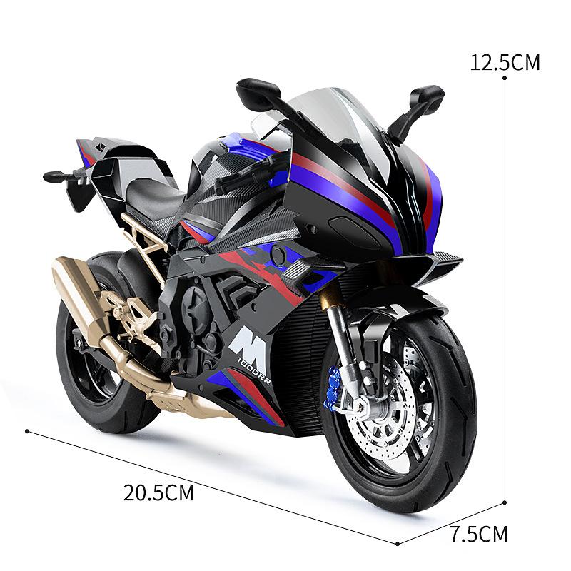 1:10  S1000RR H2R V4S Alloy Die Cast Motorcycle Model Vehicle Collection Sound and Light Off Road Autocycle Toys Car