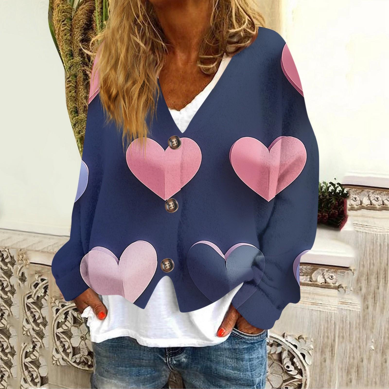 

Женская модная повседневная куртка-толстовка с длинным рукавом с принтом ко Дню святого Валентина XXL темно-фиолетового