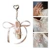 Fashionable Ballet Shoe Keychain Charm with Pearls Ribbon Designs Lovely and Stylish Accessory Portable for Girls