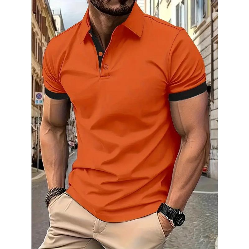Polo Uomo Slim Fit Stagione Primavera Estate con Bordi a Contrasto Manica Corta Casual Top da Golf