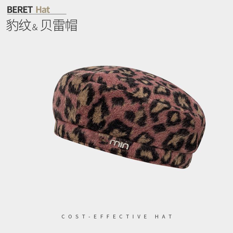 

Leopard Print Beret Children S Season Literary Retro Octagonal Hat Internet Celebrity Personality Versatile Painter Newsboy Hat one size [54-58cm]