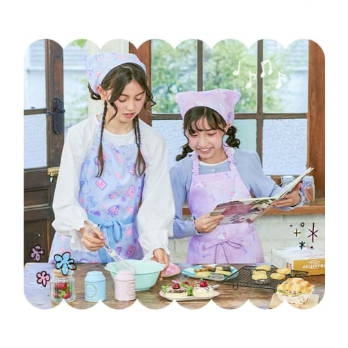 Arisana Kids Apron for Girls with Triangle Scarf, Sizes 100-150, J Walking Stick Lavender, Size S