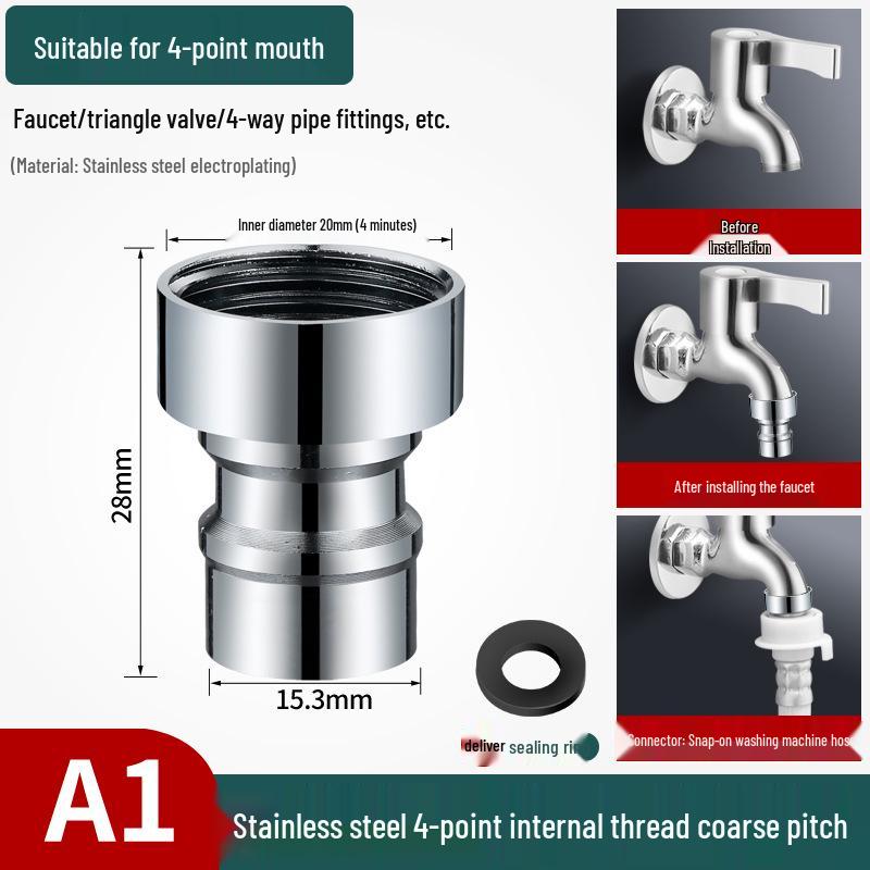 4/6-Minute Faucet Adapter & Spout Converter for Washing Machine Hose