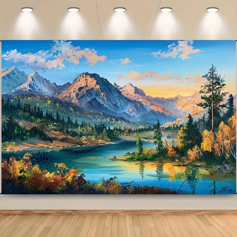 A Landscape Art Inspired by Nature, a National Park Scene of the Blue Ridge Mountains, a Backdrop for Parties or Photo Displays