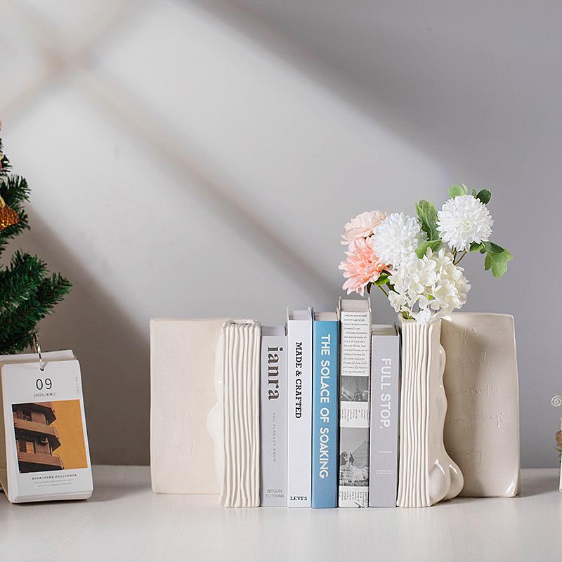 Keramikvase Buchvase Abstraktes Männergesicht Buchständer Desktop-Ablageregal Terrarium Raumdekorationszubehör Vasen Töpfe