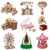 3D Wooden Puzzle Ferris Wheel Model Diy Assembly Kits Carousel Toys For Children Girls Christmas Tree Gift Home Room Decoration
