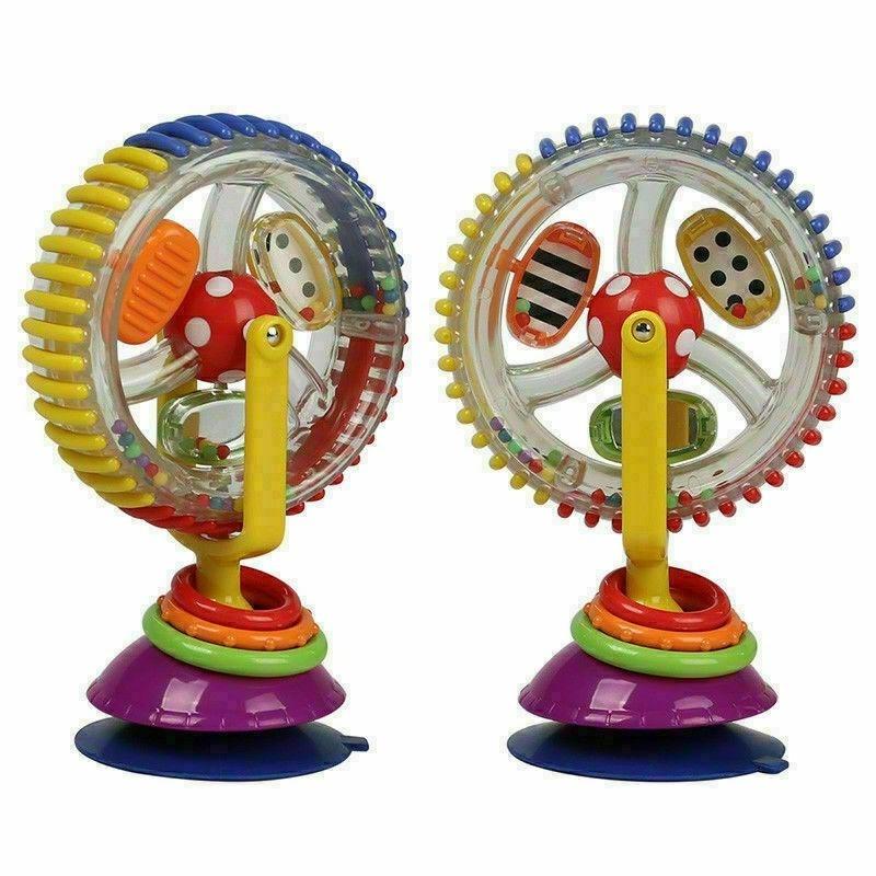 Rainbow Toddler Ferris Wheel Baby Toy Rattle Clanking Suction High Chair Toys