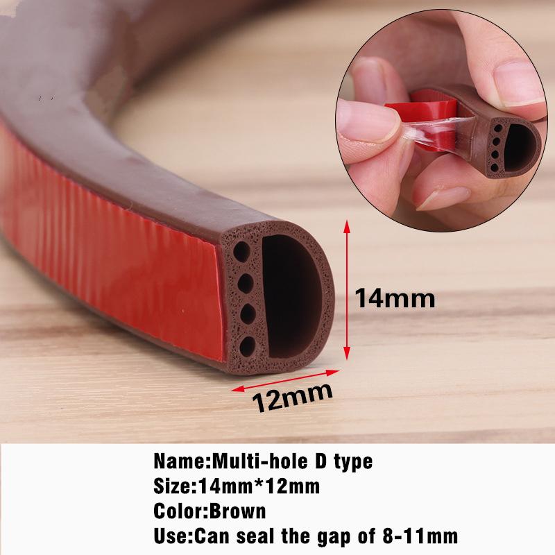 New 6M Silicone Rubber Weather Strip I/E/D Type Seal Strip for Doors Windows Self Adhesive Anti Collision Soundproof Waterproof