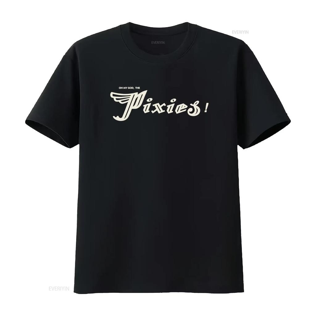 Oh My God The Pixies Band Logo Print T Shirt Black Fashionable Rock Music Fan vintage Washed Comfortable Soft fashion Casual