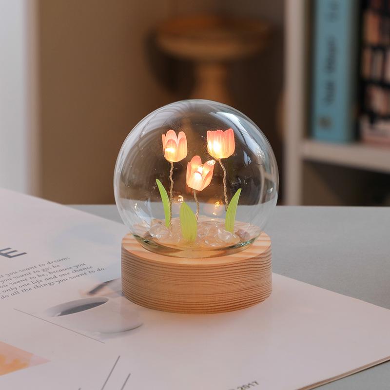 Tulip Mini Lampshade DIY Kit: Handmade Flower Lantern Night Light Gift for Girls