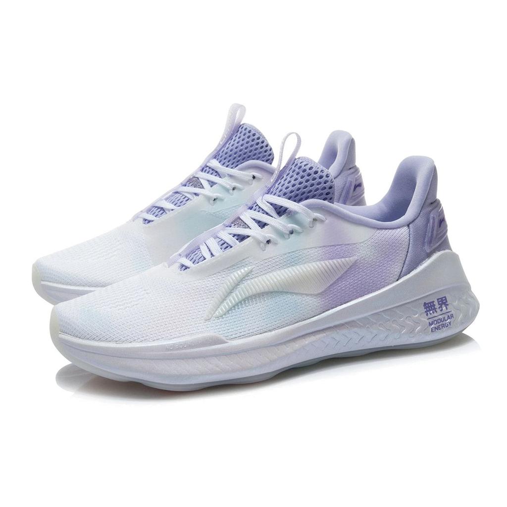 Li-Ning Unbounded 2 Shock Absorption Non-Slip Wear-Resistant Breathable Lightweight Low-Top Casual Shoes Women sneakers White Purple AFPR022-5