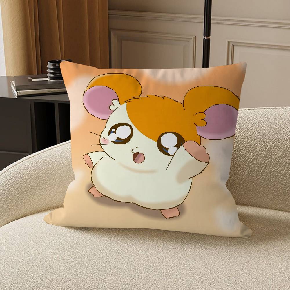 H-Hamtaro Cute Hamster Pillow Gift Home Office Decoration Bedroom Sofa Car Cushion Cover Case 45x45