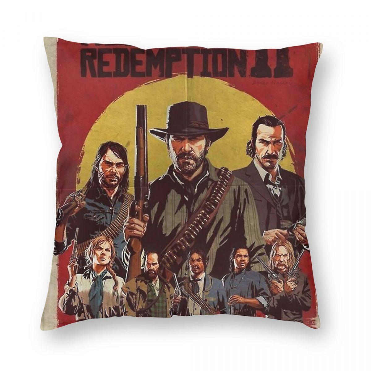 Red Dead Redemption Outlaws For Life Pillowcase Polyester Linen Velvet Decor Throw Pillow Case Sofa Seater Cushion Cover 18 Peach skin 18*18(CM)-1Pcs