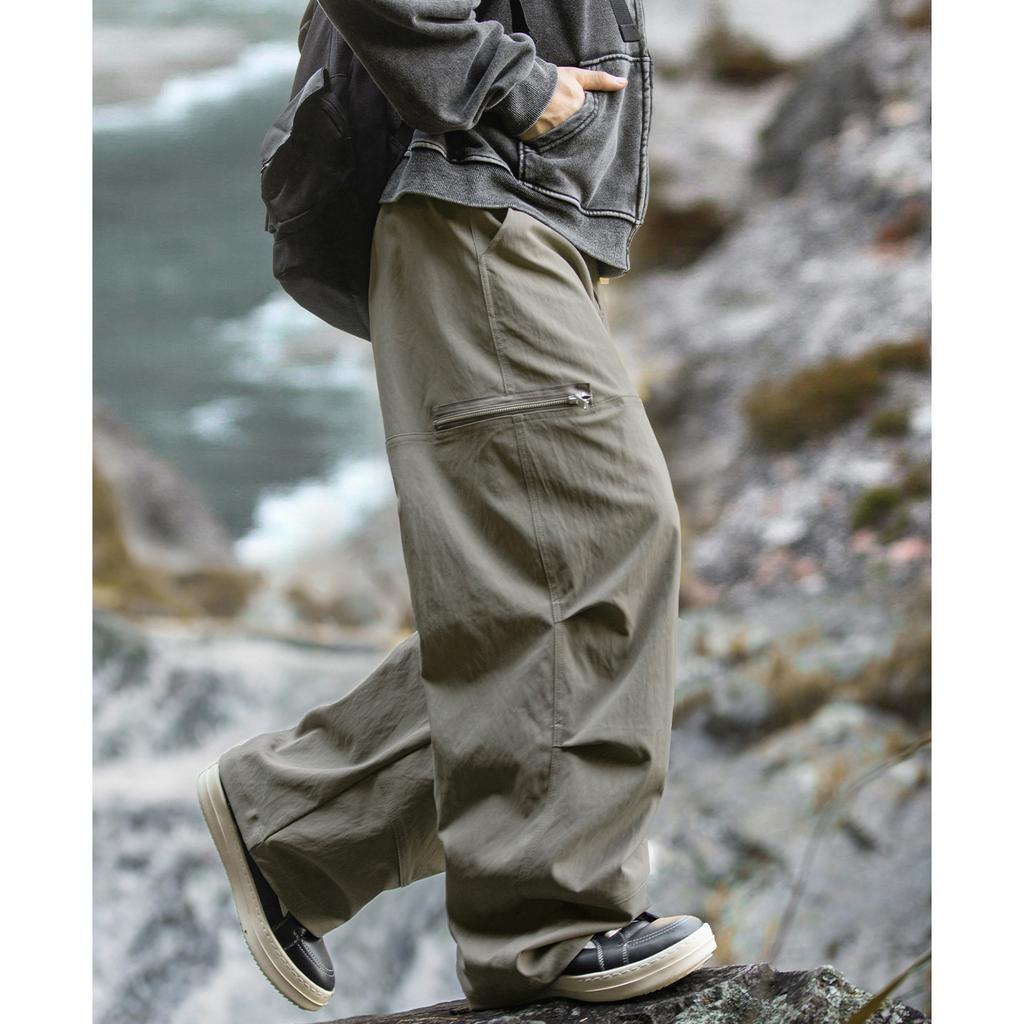Mountain outdoor pleated tooling casual pants autumn new zipper paratrooper pants trendy brand loose scimitar long pants q