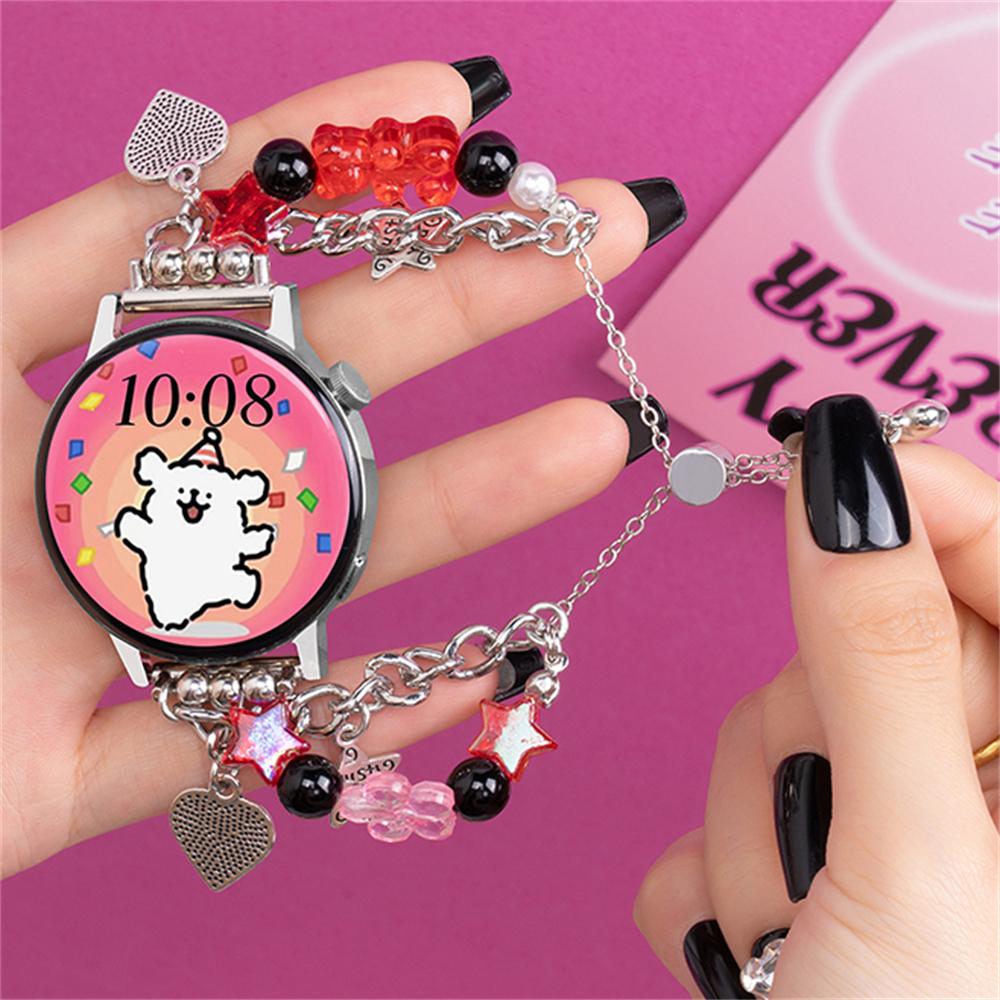 

Y2K Cute Candy Bear Star Strap for Samsung Galaxy Watch 3 4 5 6 43/47mm 42 41/45mm Active 40/44mm Band 20mm 22mm Women Bracelet 22MM красный черный