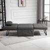 4-in-1 Single Armchair Convertible Chair Bed Pouf Reclining Backrest 5 Levels Folding Footrest, Load 200 Kg, Metal Frame and Linen Fabric Gray
