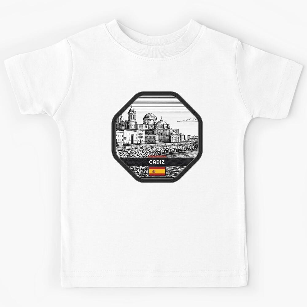 Cadiz Spain Linocut Style  Kids T-Shirt 160