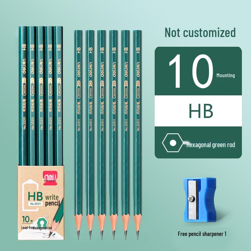 Deli Engraving Green Barrel 2B Pencil: Hexagonal, Non-Toxic Lead-Free Pencil for Kids & Students. Other/Other-B