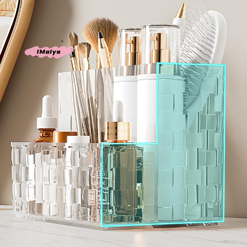 M-Light Luxury Transparent Desktop Organizer Box Multi-grid Large Capacity Makeup Storage Remote Control Holder Cosmetic Box