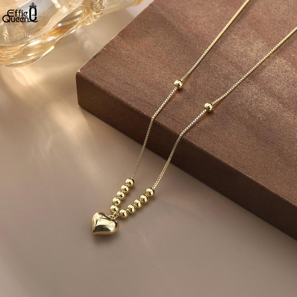 Effie Queen Love Heart Pendant Necklace 925 Sterling Silver Design Wedding Party Simple Heart Bone Chain Choker Jewelry APN49