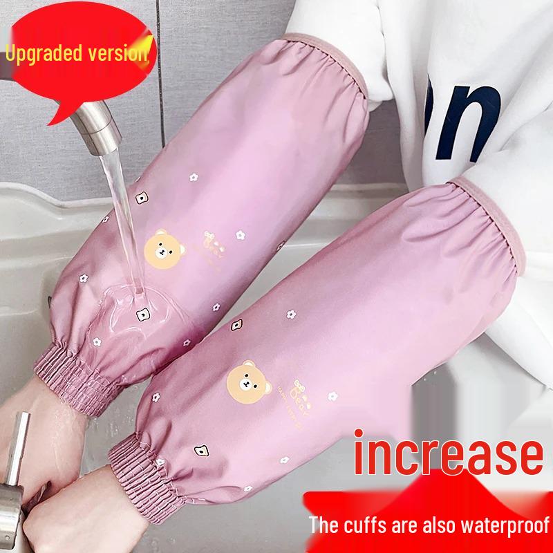 Korean Style Cartoon Waterproof Arm Sleeves for Adults - Oil-Proof, Stain-Resistant, Enlarged, Unisex Kitchen and Work Sleeves for Autumn and Winter.