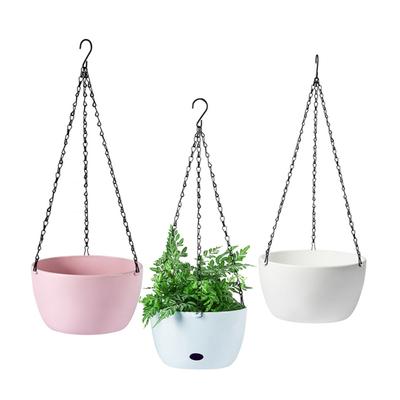 Hanging Flower Pot with Side Water Pour Holes Anti-Rust Coating Hanging Planter