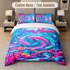 Tema Sereia do Oceano Texto ou Nome Personalizado Conjunto de Roupa de Cama de 3 Peças 1 Lençol de Cima e 2 Fronhas Roupa de Cama Personalizada para Casa