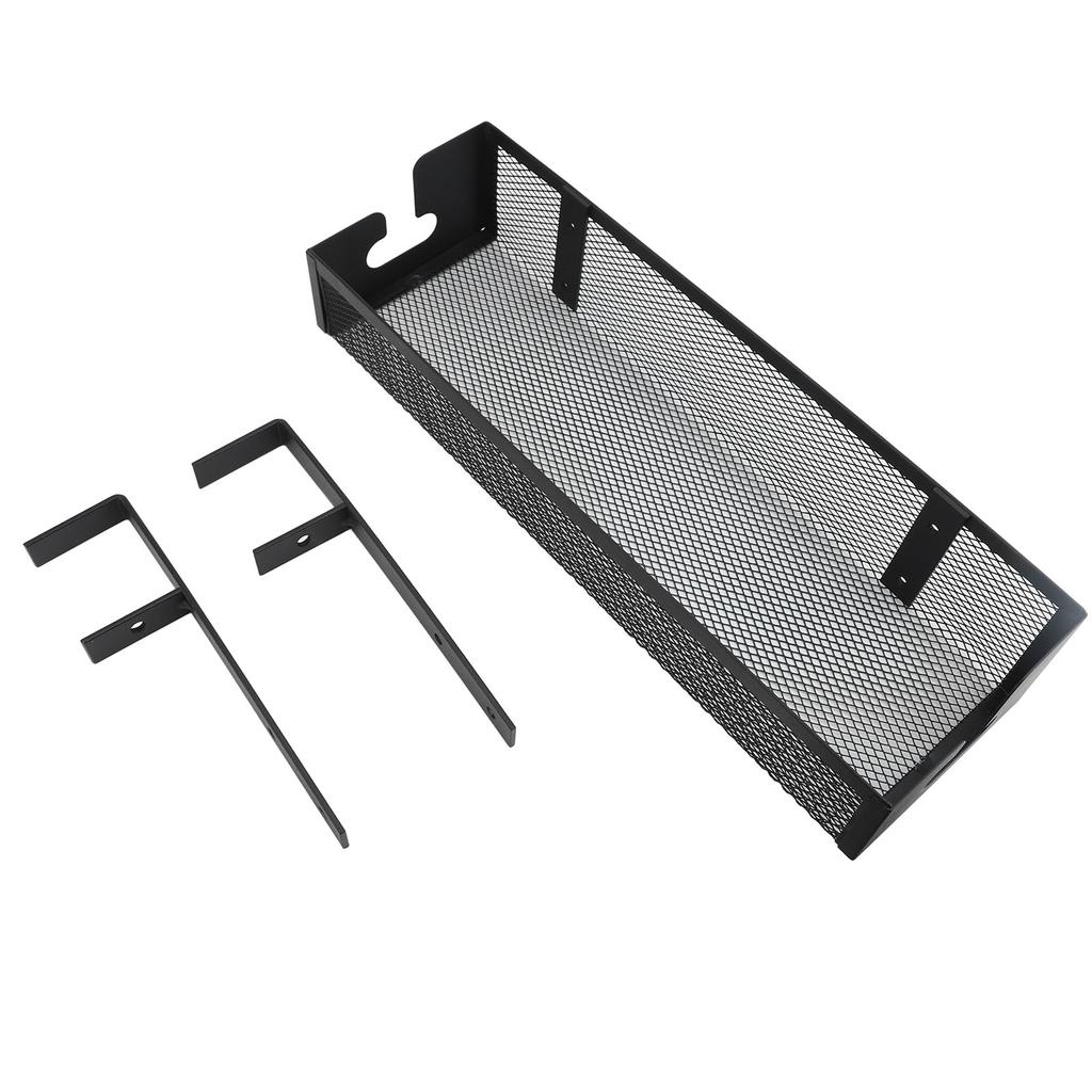 Under Desk Cable Management Tray Carbon Steel Under Desk Storage Basket Cable Organizer with Clamp for Office Home Black