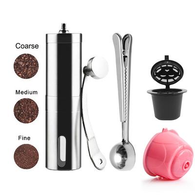 Mini Młynek do Kawy Stal Nierdzewna Ręczny Manualny Ręcznie Robiony Młynek do Ziaren Kawy Crocus Grinders Kapsułka Nespresso Dolce Gusto