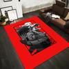 Red Anime Carpet with Action Characters and Japanese Text Design Suitable for Use As an Anti-slip for Living Room Bedroom Sofas