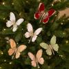 Sparkling Artificial Butterfly Clip Flocking Butterfly Decor  Holiday Tree Decor
