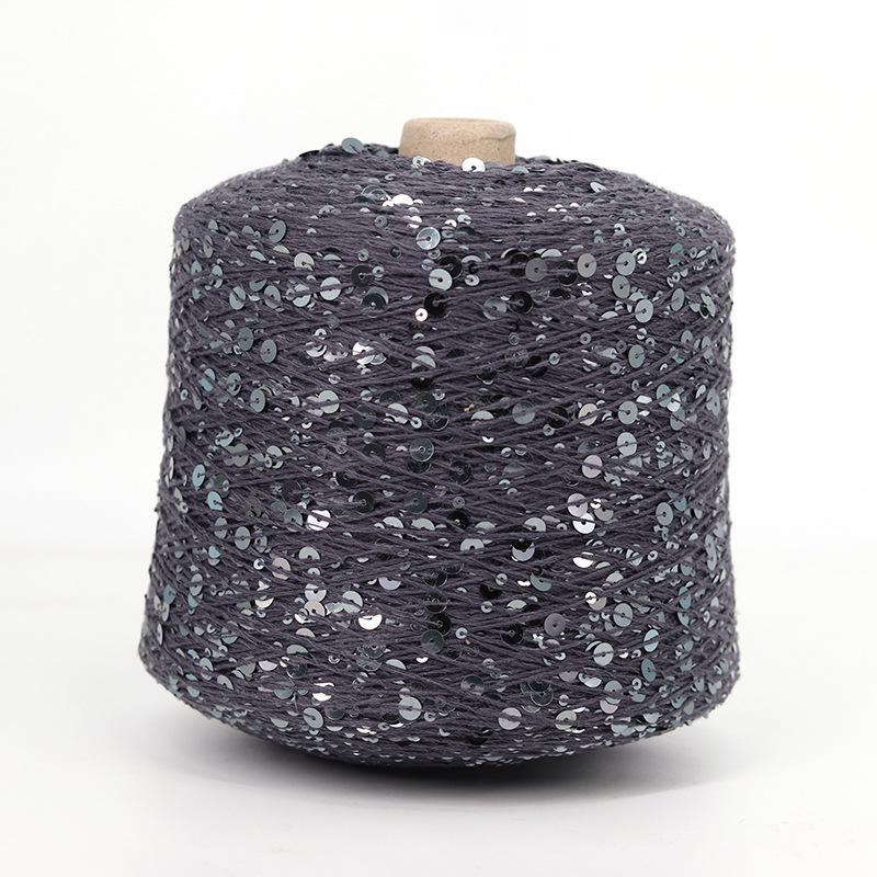 Hand-Knitted Bright Cotton Yarn with Sequins, 3MM+6MM, Combed and Fancy