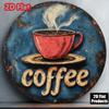 1PC Vintage Coffee Sign Wall Art with Steamy Red Cup Home Bar Kitchen Office Decor