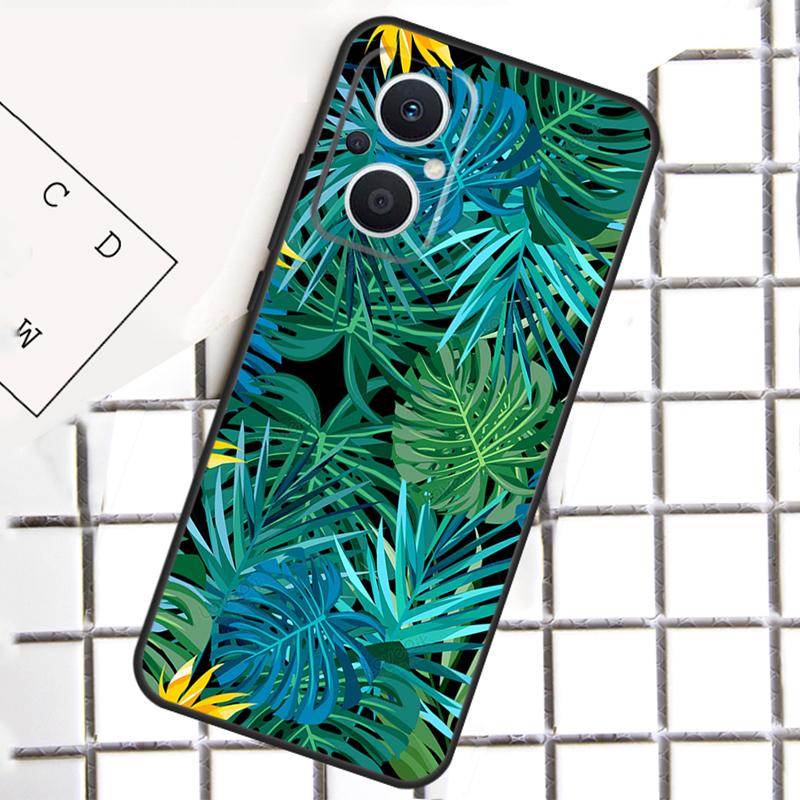 Tropical Leaf Pattern Phone Case For OPPO Reno 8T 7 8 Lite 14F 14 13 12 11 F 10 Pro OPPO Find X8 X6 X5 Pro Cover
