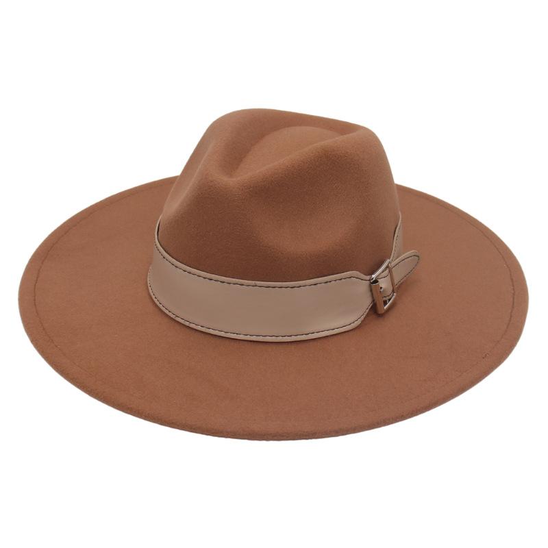 Men'S And Women'S Enlarged Brim, Wide Belt Buckle Top Hat, Jazz Hat, Trendy Hat