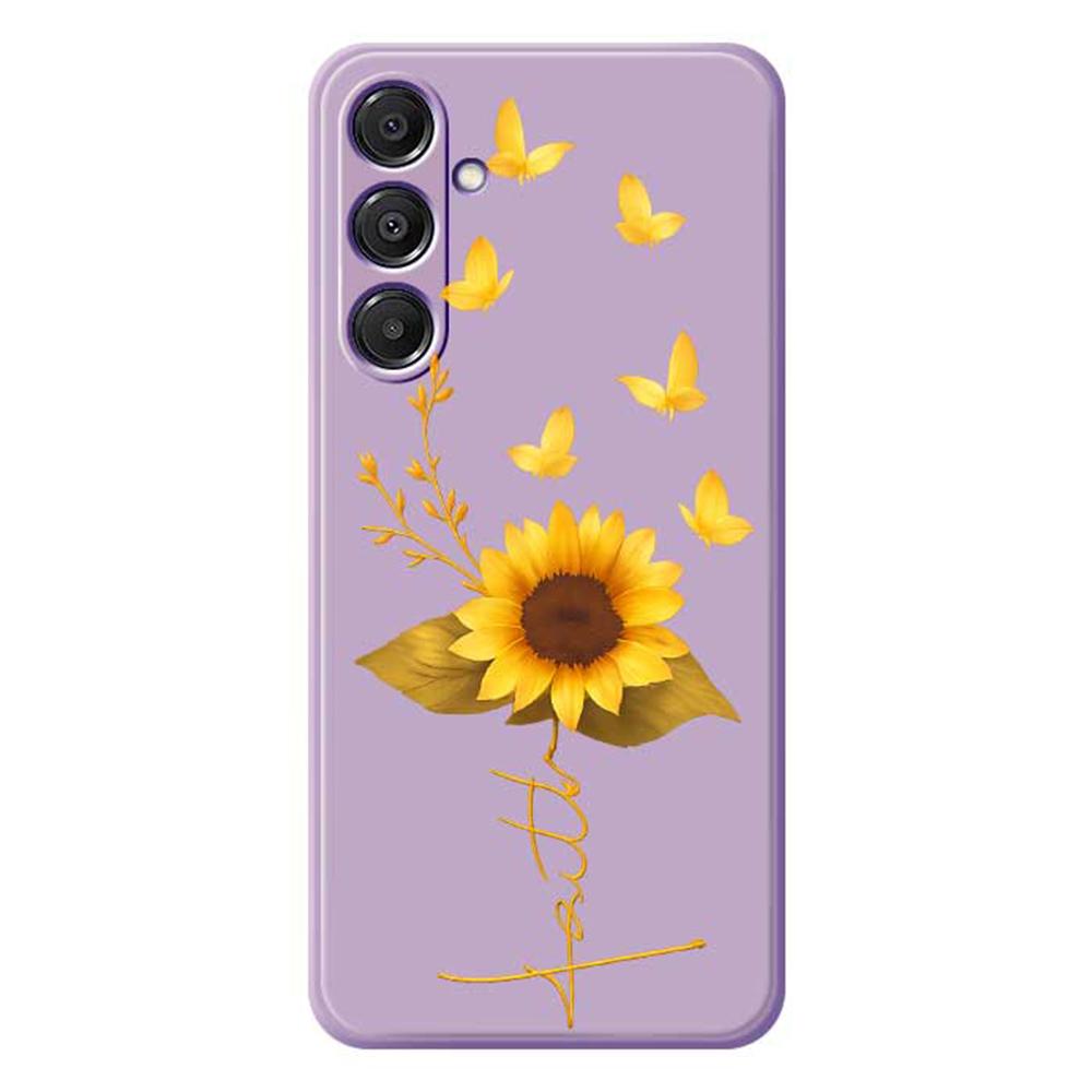 For Samsung Galaxy A16 5G/4G Case Golden Butterfly Sunflower Pattern Printing Straight Edge TPU Phone Back Cover