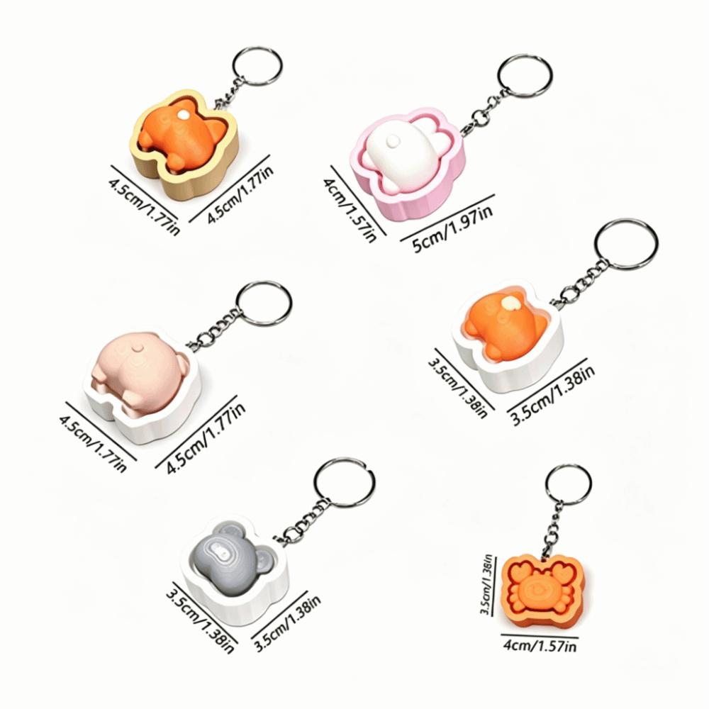 Slow Resbound Finger Button Clicker Soft Squeeze Toy Keychain Fidget Keychain  Holiday Gifts