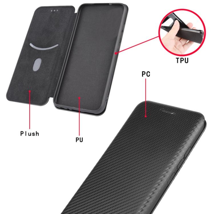 For Motorola Moto G Play (2021) Carbon Fiber Texture Horizontal Flip TPU + PC + PU Leather Case with Card Slot