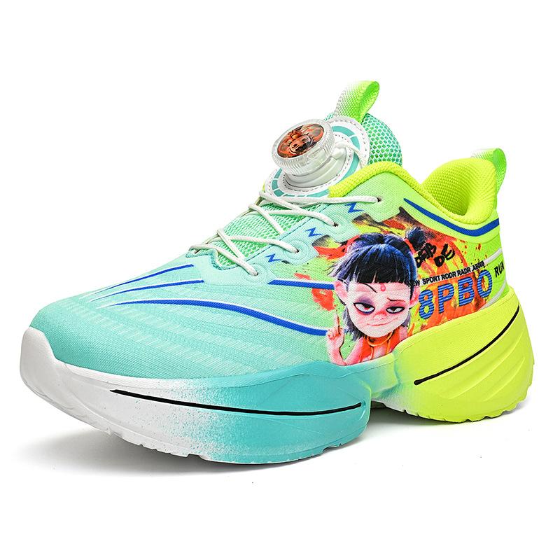 Nezha Classmate Mesh Breathable Rotating Buckle Children's Sports Shoes Youth Running Shoes Spring and Summer Basketball Shoes