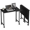 Folding Small Desk on Wheels - Black Wood Effect