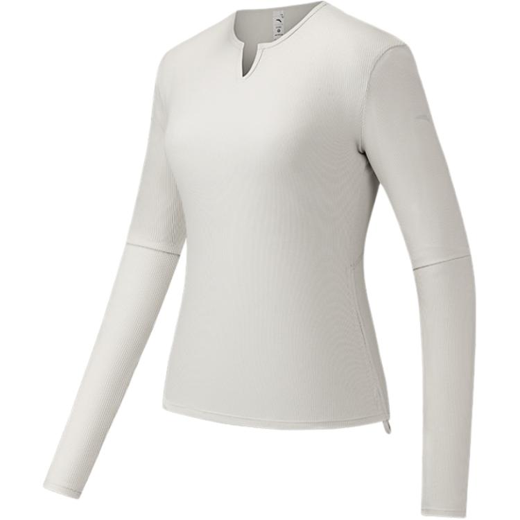 Anta V-Neck Soft Comfortable Versatile Breathable Long Sleeve T-Shirt Women Tops 162537402-2