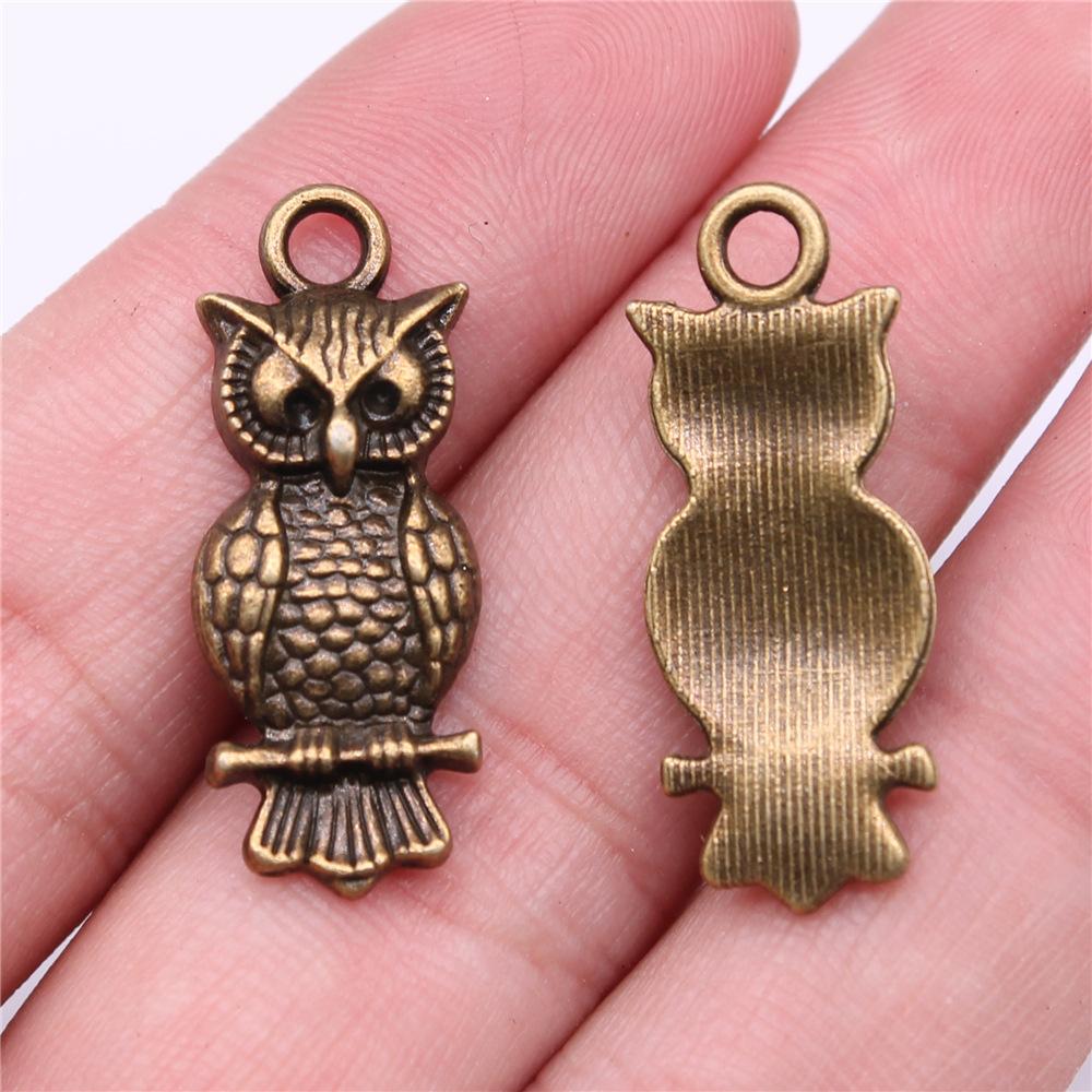 10pcs Vintage Antique Bronze Color Plated Owl Charms Pendant For Necklace Keychain Making DIY Crafts